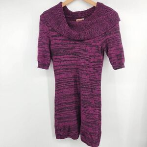 Mudd Purple Marled Cowl Neck Short Sleeve Sweater Dress Junior Women's Medium